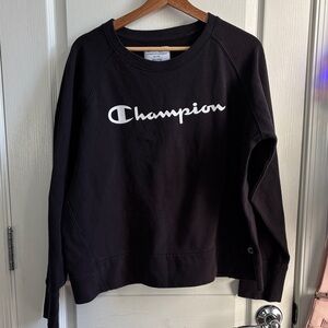 Champion Women's Black Crew Neck Sweater